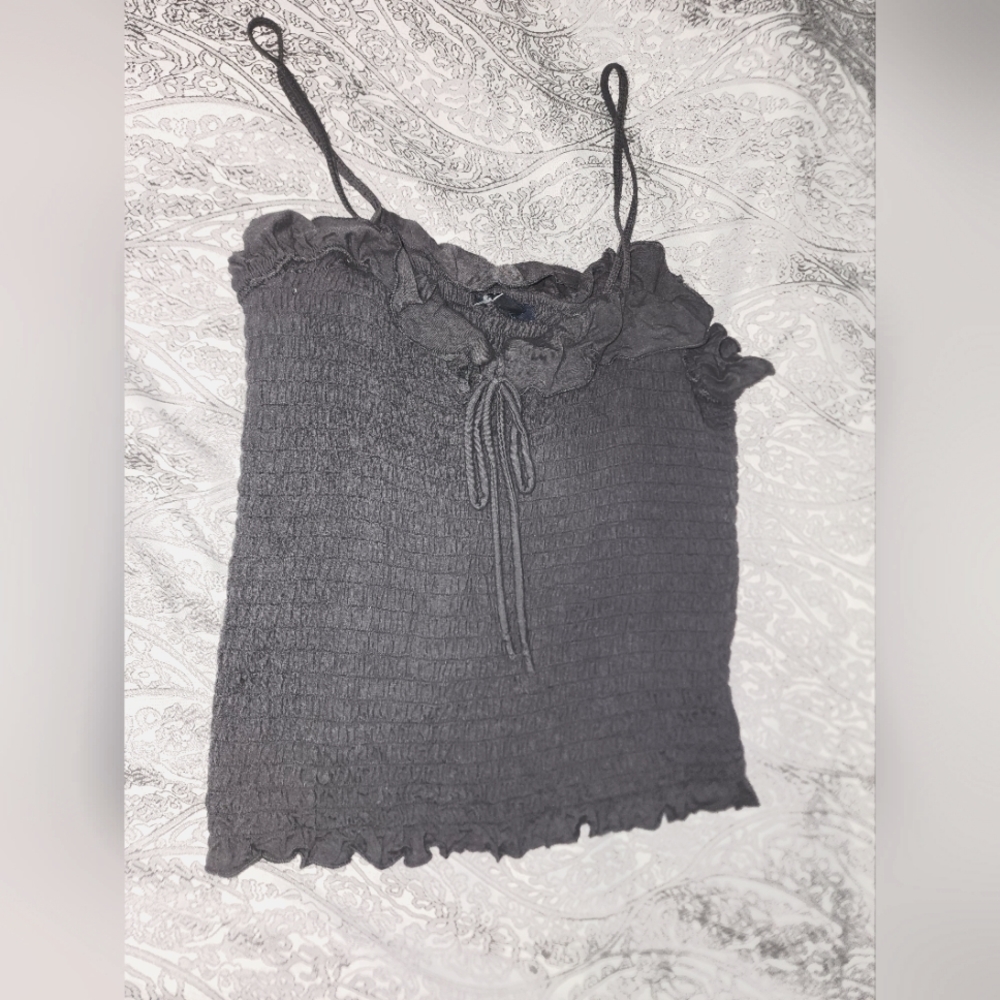 American Eagle gray scrunch top